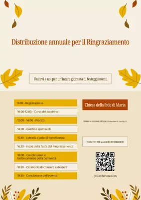 Poster arancione di annuncio del Ringraziamento tradizionale