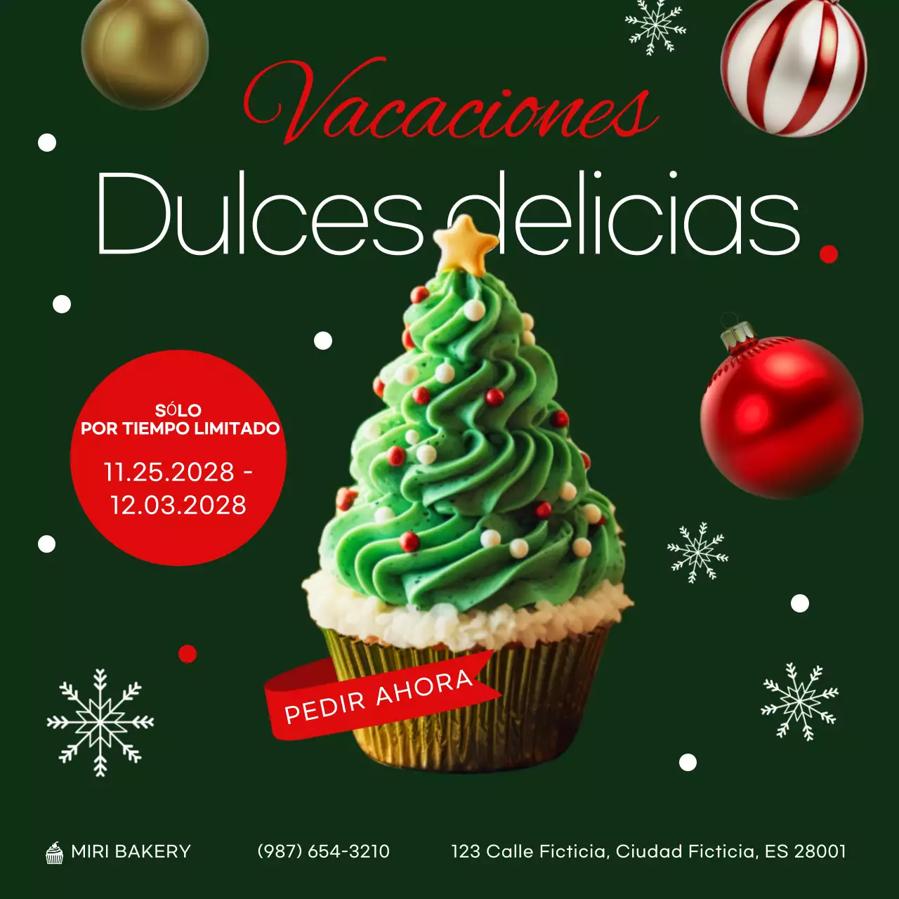promoción de postres festivos verdes