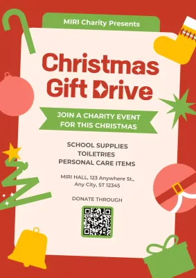 Red Festive Charity Event Announcement Poster