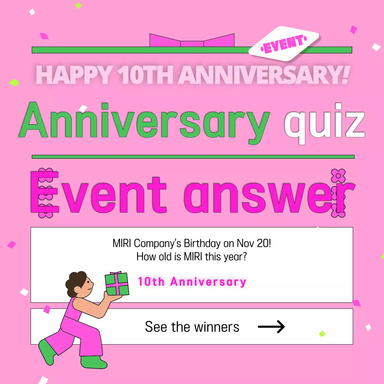 Pink Trendy Anniversary Event Announcement Instagram Post