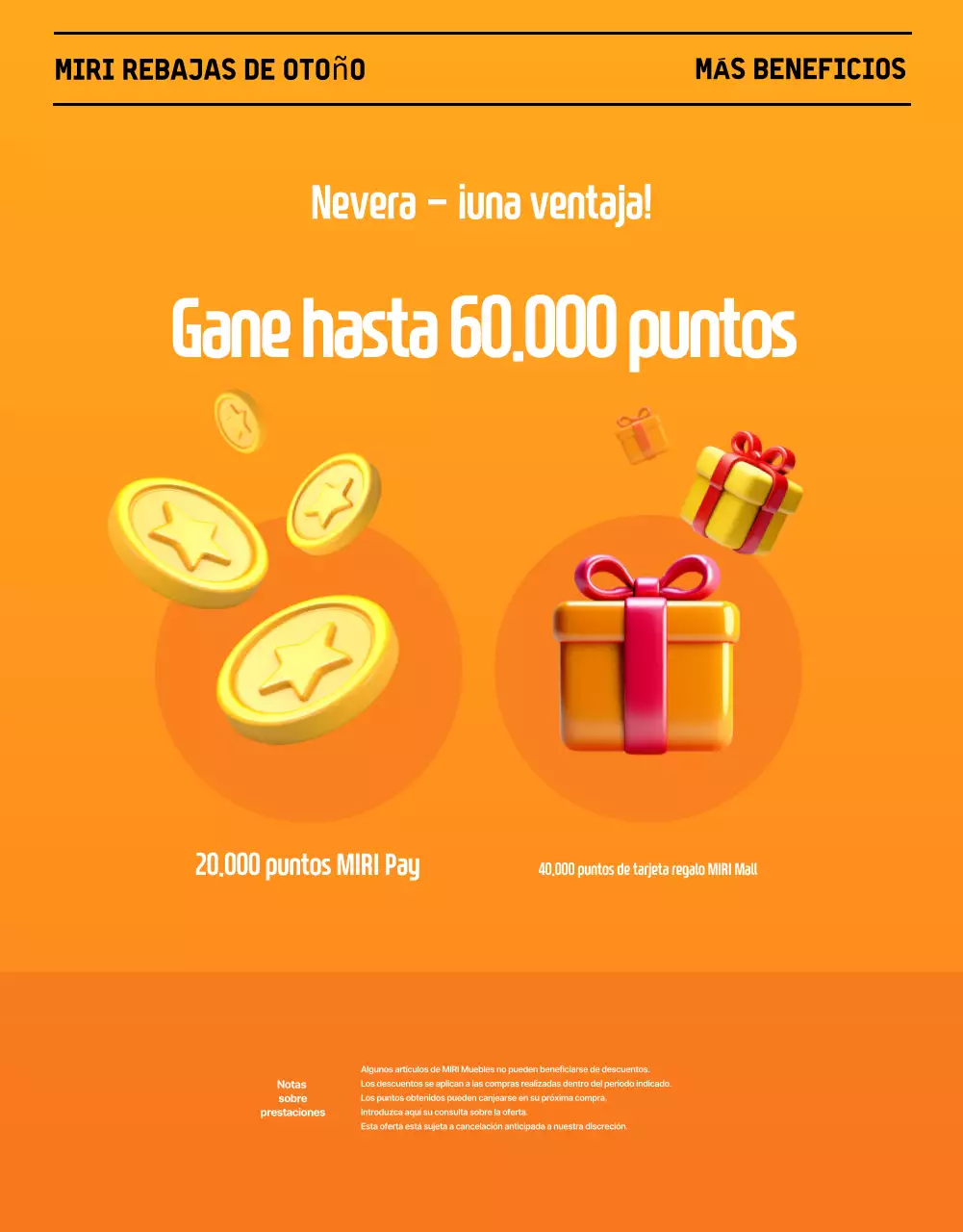 Promociona una venta de muebles modernos de otoño en negro y naranja