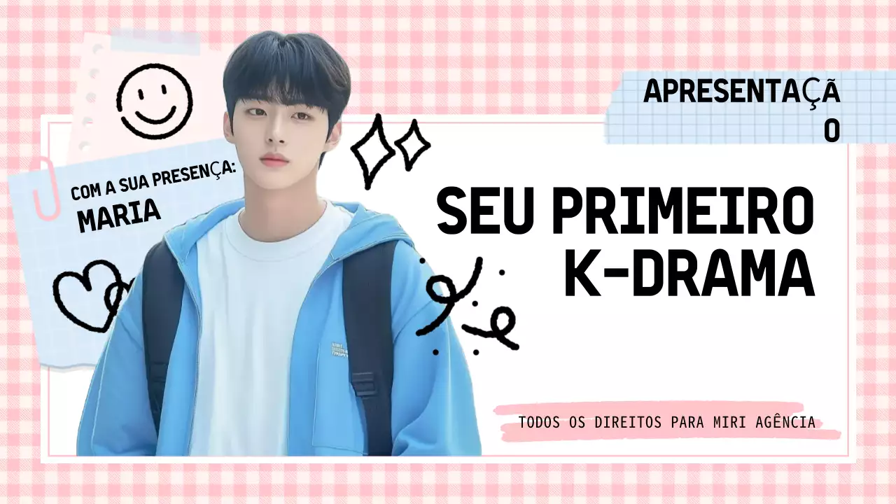 Apresentação do Doodle K-Drama em rosa pastel e azul