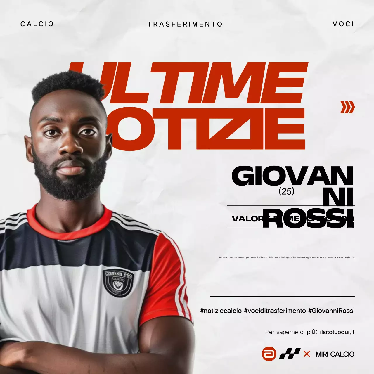 Annuncio di notizie sul calcio moderno rosso