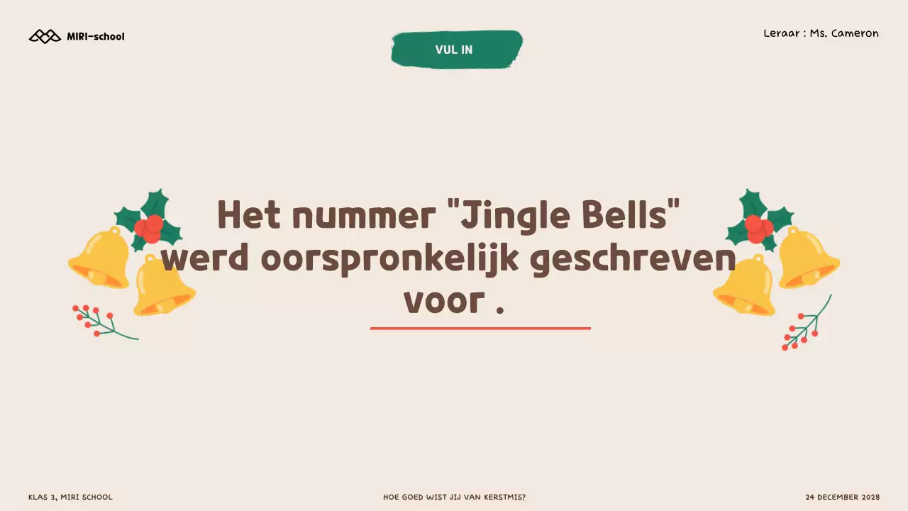 Illustratieve kerstquiz voor kinderen en scholieren