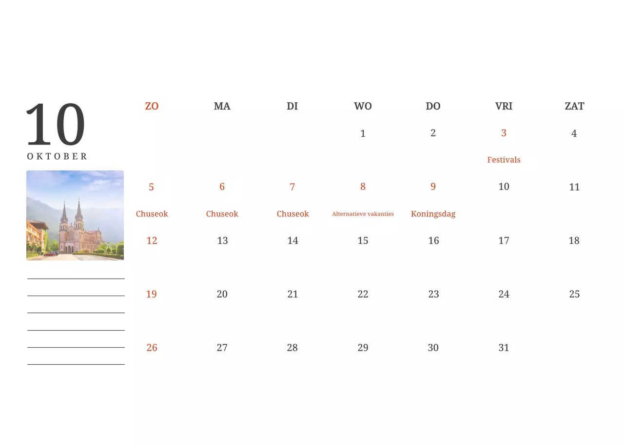 Een fotografische conceptkalender met kerken in landschapsschilderijen