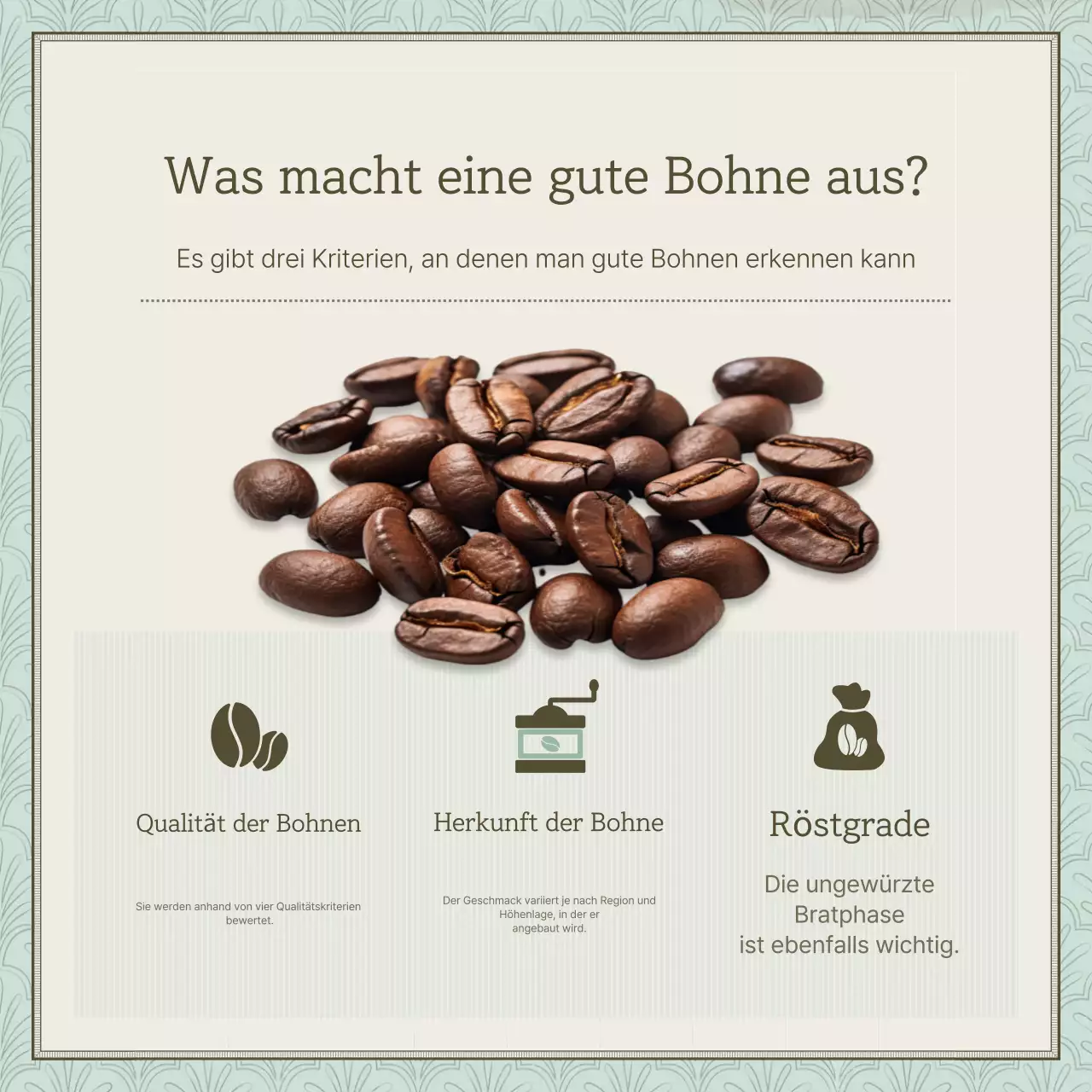 Werbung für ein Vintage-Café in Hellblau und Braun