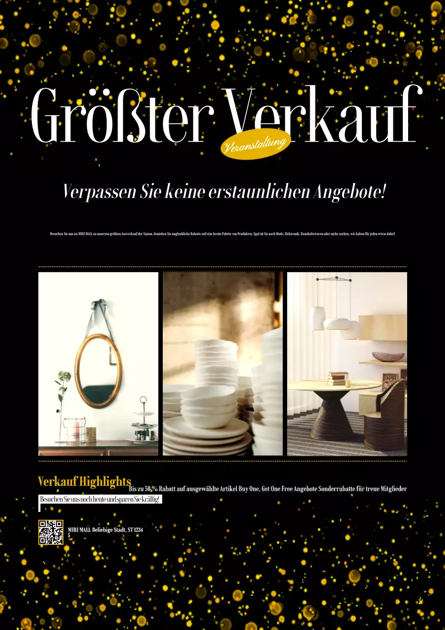 schwarz elegant Verkauf Anzeige