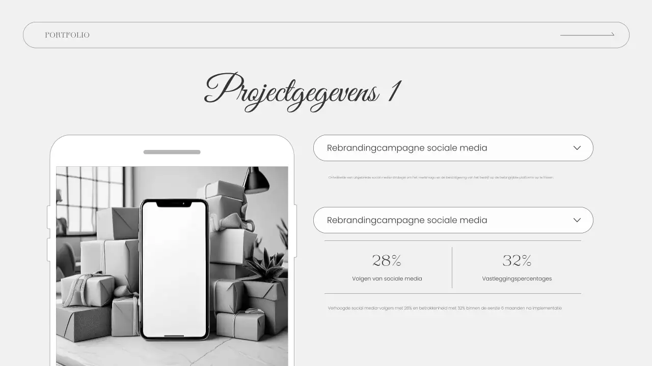 grijze moderne portfoliopresentatie