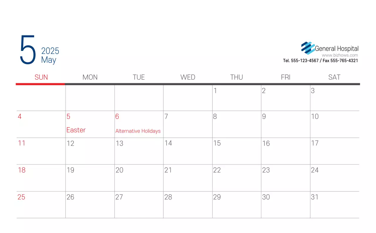 Kalender Promosi Rumah Sakit Sederhana Putih Angkatan Laut