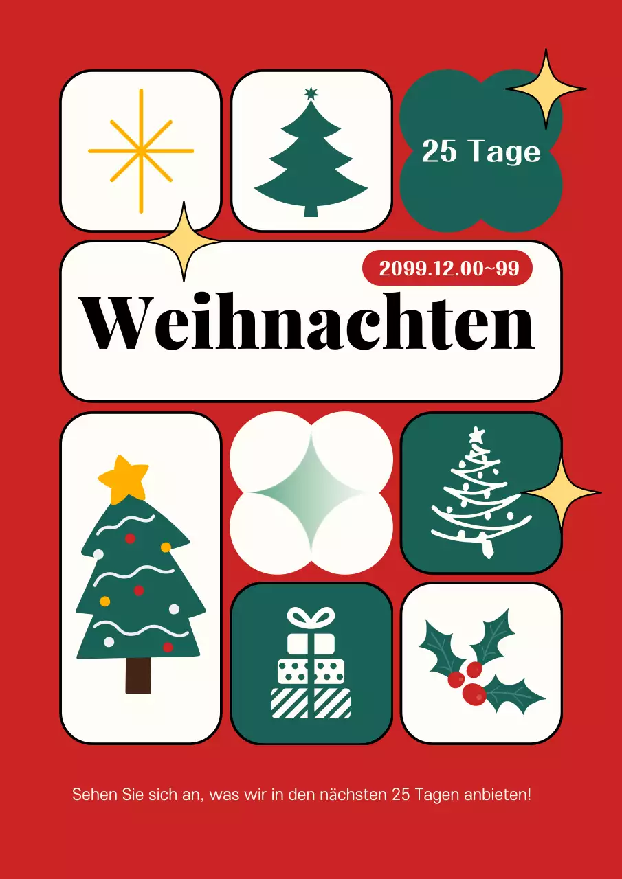 Rote Retro-Weihnachtsveranstaltung