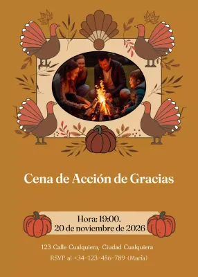 invitación tradicional marrón de Acción de Gracias