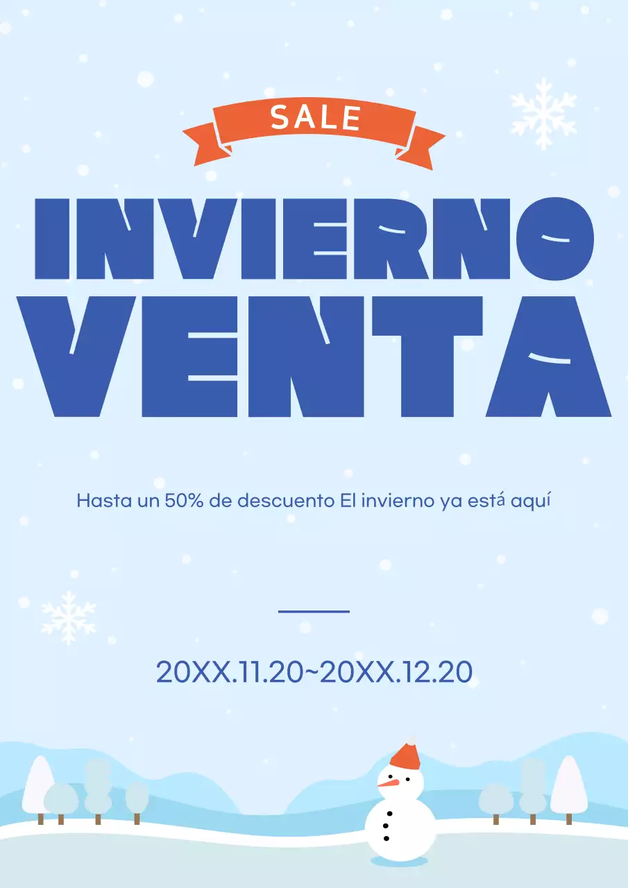 Anuncio de invierno azul claro limpio