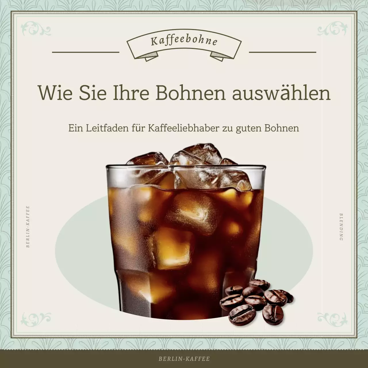 Werbung für ein Vintage-Café in Hellblau und Braun