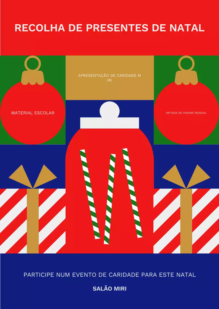 anúncio geométrico vermelho de natal para fins caritativos