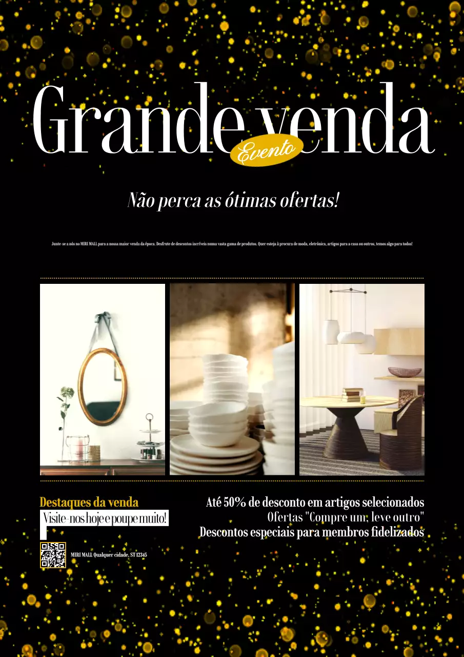 anúncio de venda elegante preto
