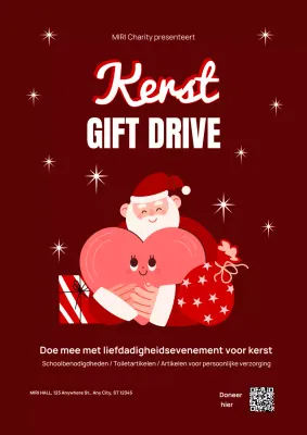 ILLUSTRATIEVE KERSTCADEAU DRIVE VAKANTIE WEBPOSTER LIEFDADIGHEIDSEVENEMENT
