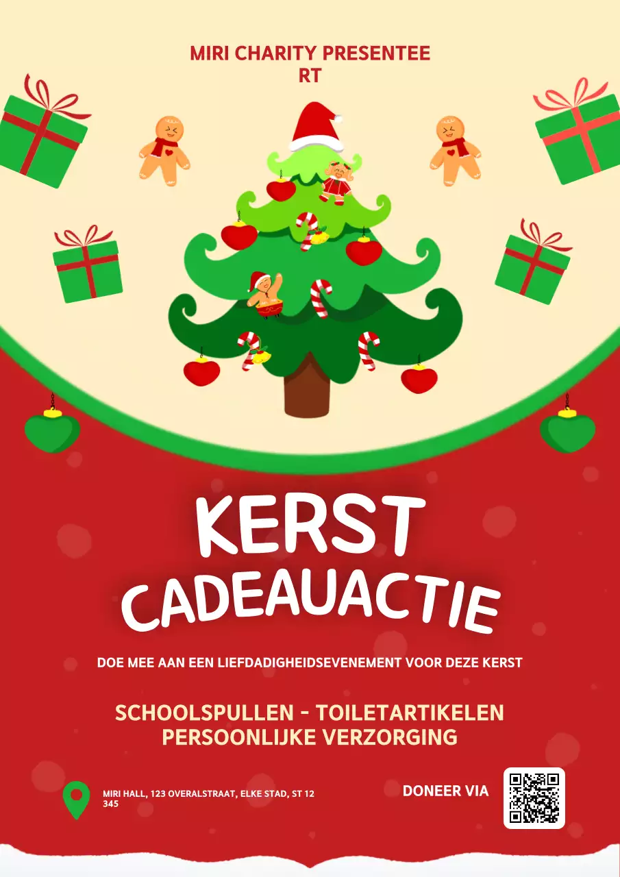 Rode feestelijke kerstcadeau poster