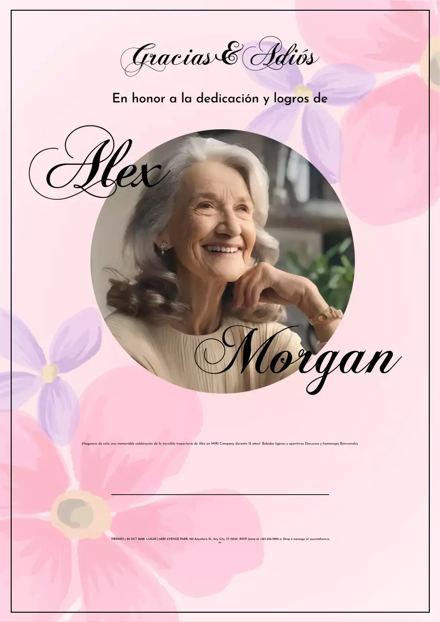 invitación de jubilación elegante rosa