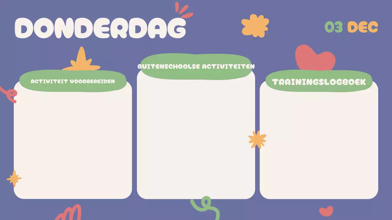 Blauw Beige Groen Rood Speelse Klassenagenda