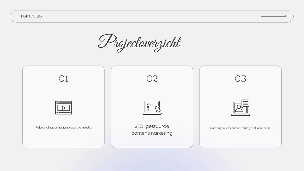 grijze moderne portfoliopresentatie