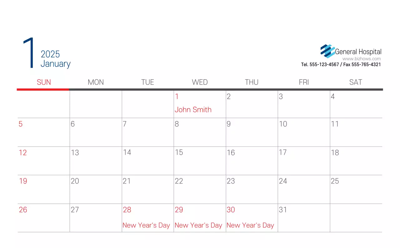 Kalender Promosi Rumah Sakit Sederhana Putih Angkatan Laut