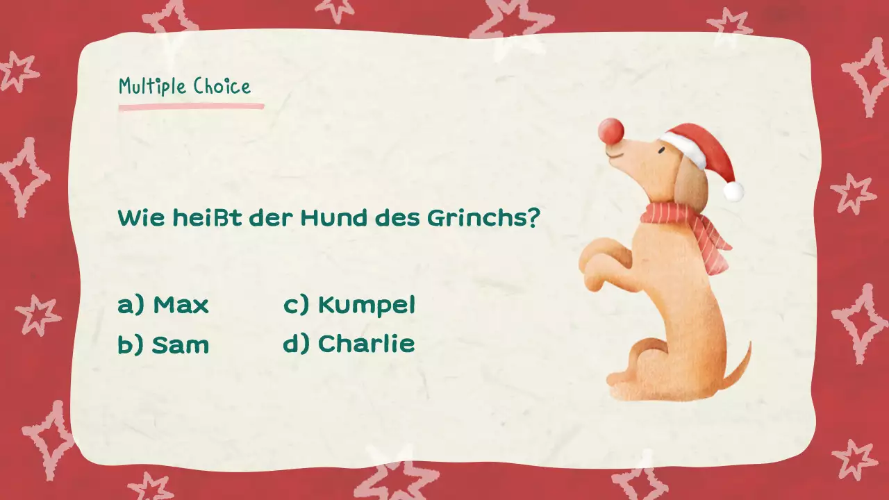 Rote Illustration Weihnachts-Quiz Diashow