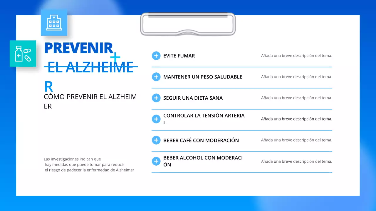 guía profesional azul de la enfermedad de alzheimer