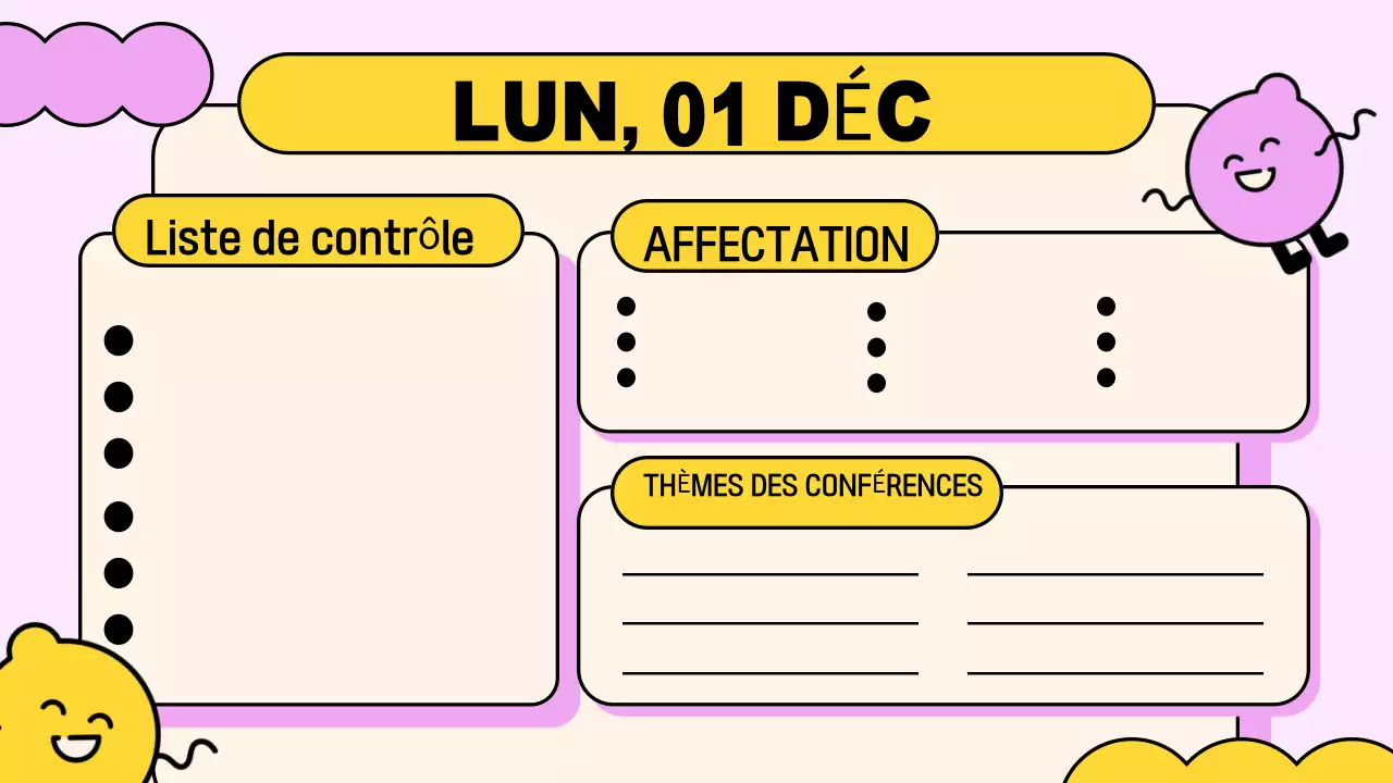 Présentation de l'agenda de la classe rose jaune ludique