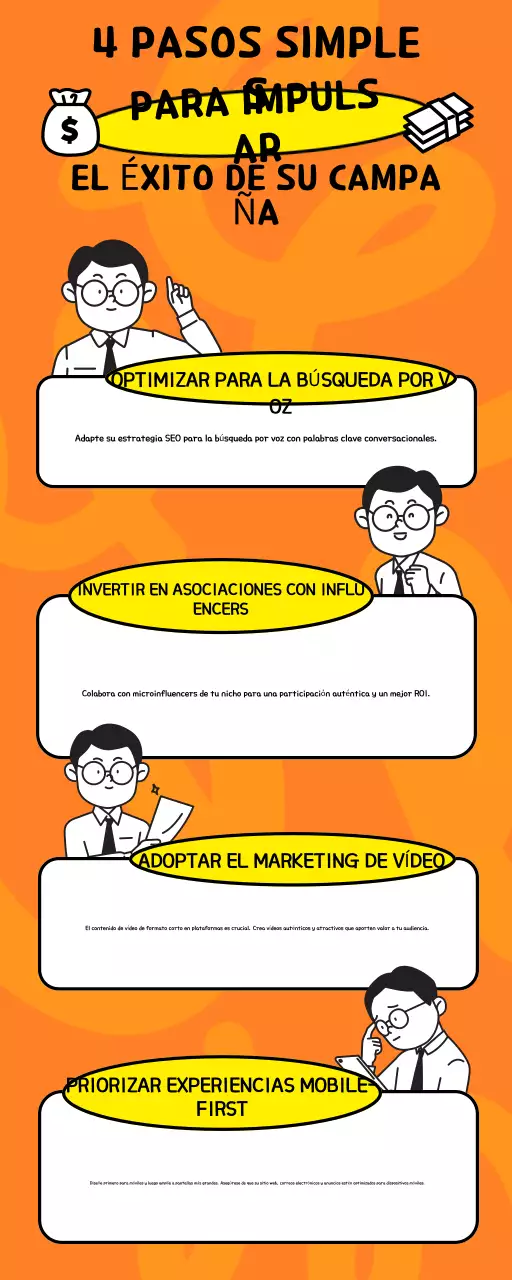 Infografía sobre consejos para impulsar la campaña naranja y blanca