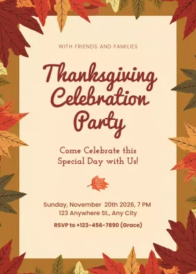 Orange Traditional Thanksgiving Invitation Poster