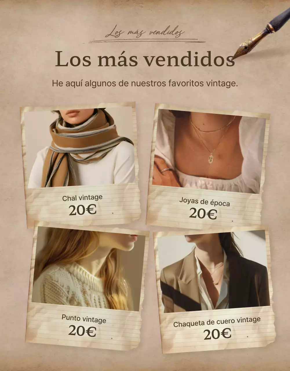 Promover la venta de artículos de moda marrón y vintage