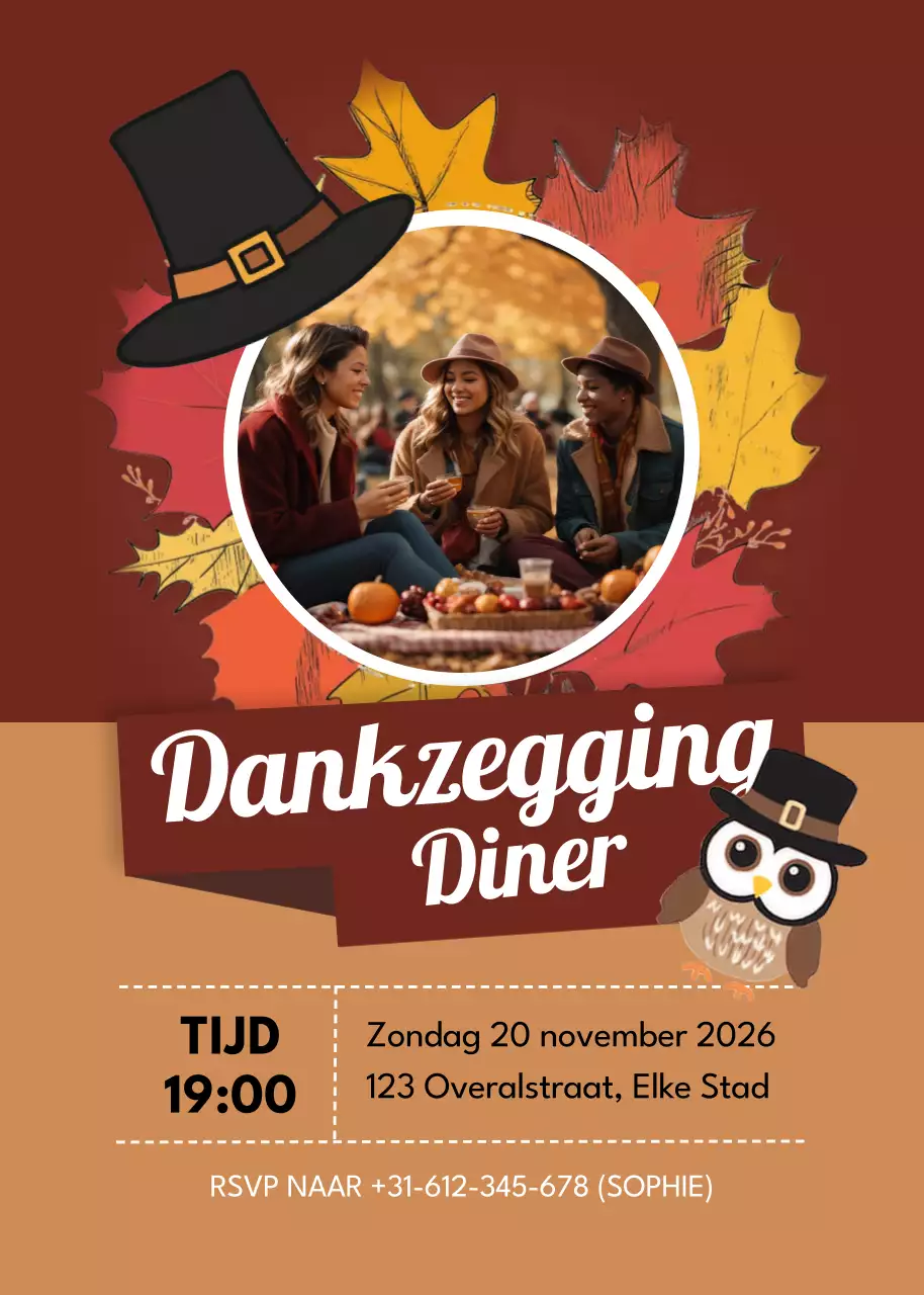 bruine rustieke uitnodiging voor Thanksgiving