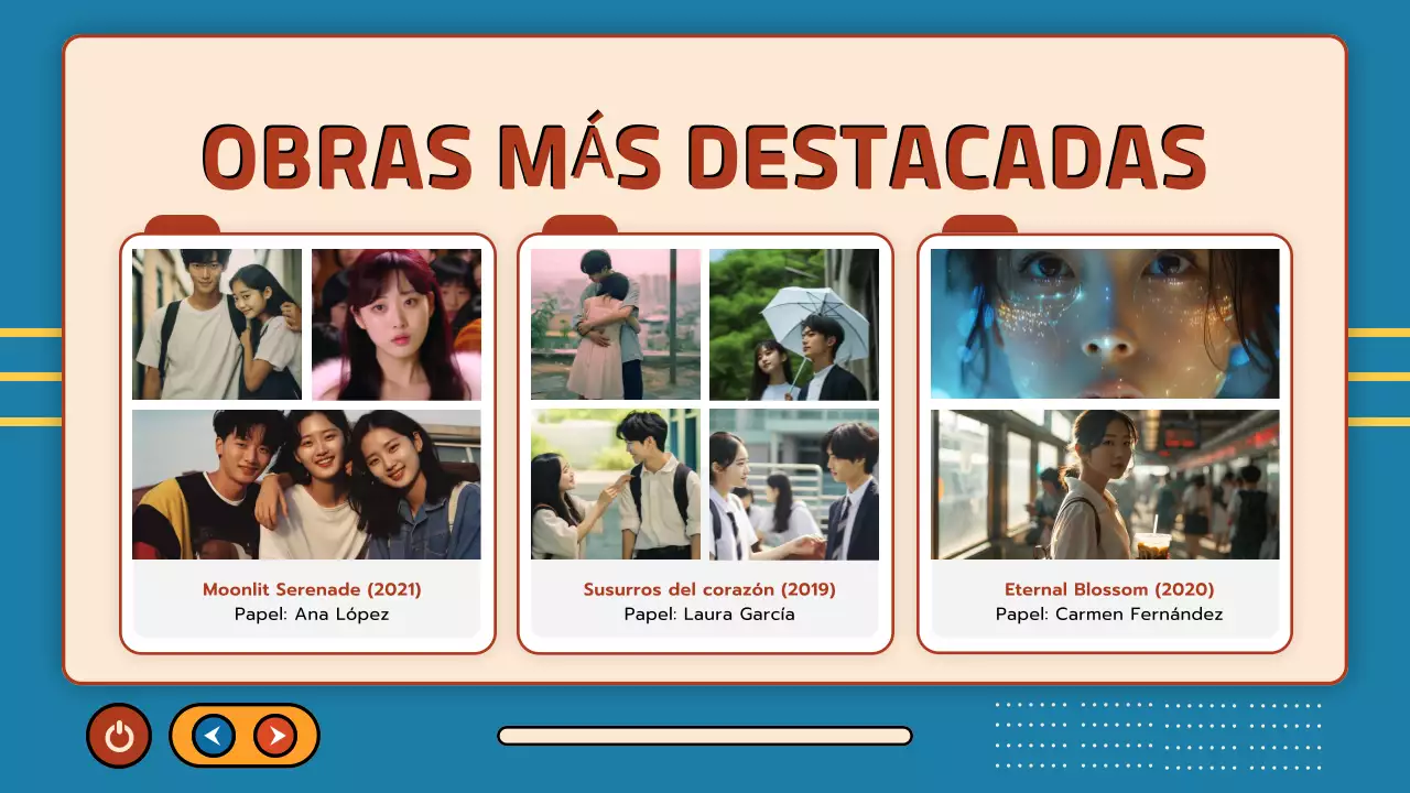 beige azul retro drama presentación