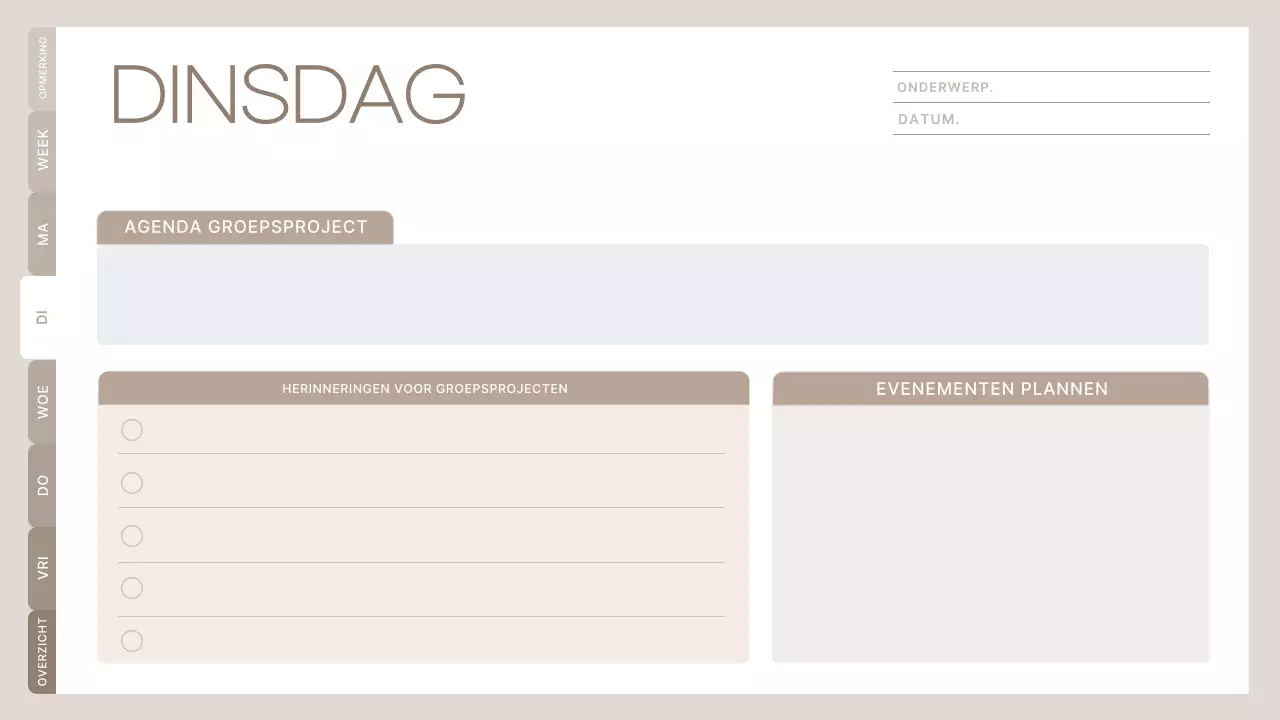 beige minimalistische klassenplanner schema