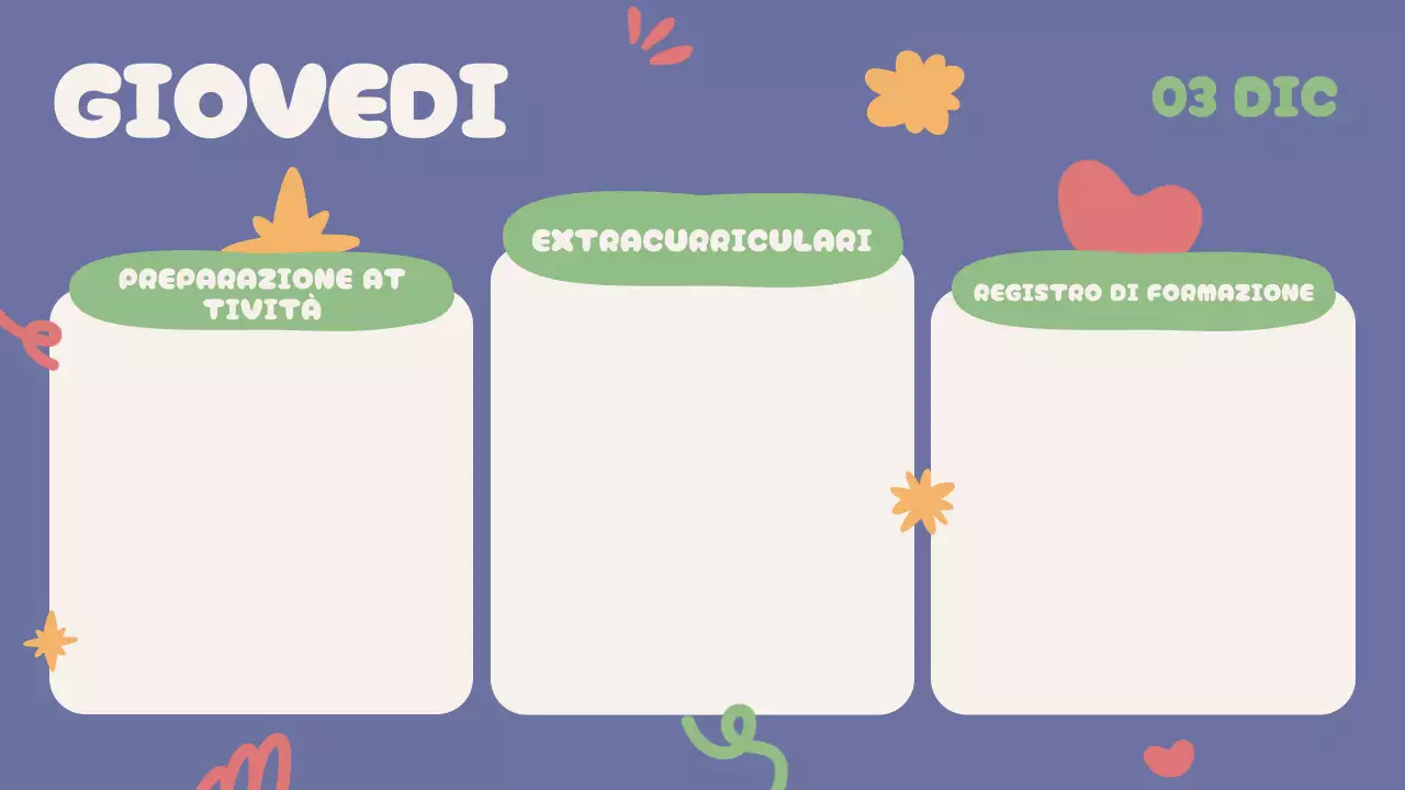 Blu Beige Verde Rosso Agenda di classe giocosa