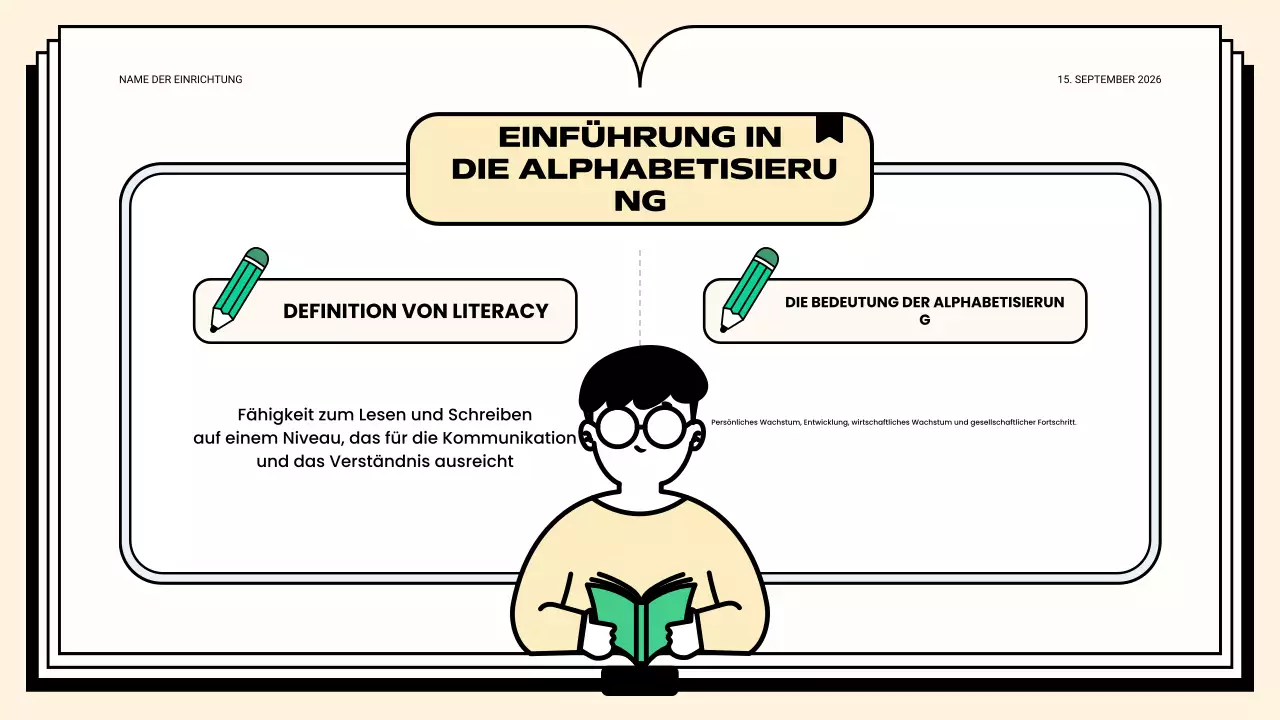 Grüner sauberer Alphabetisierungskurs