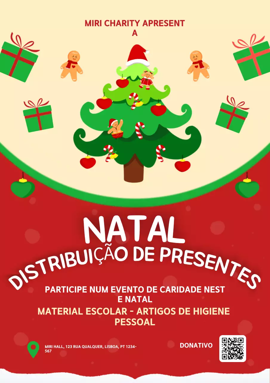 Cartaz vermelho festivo de Natal para oferta de presentes