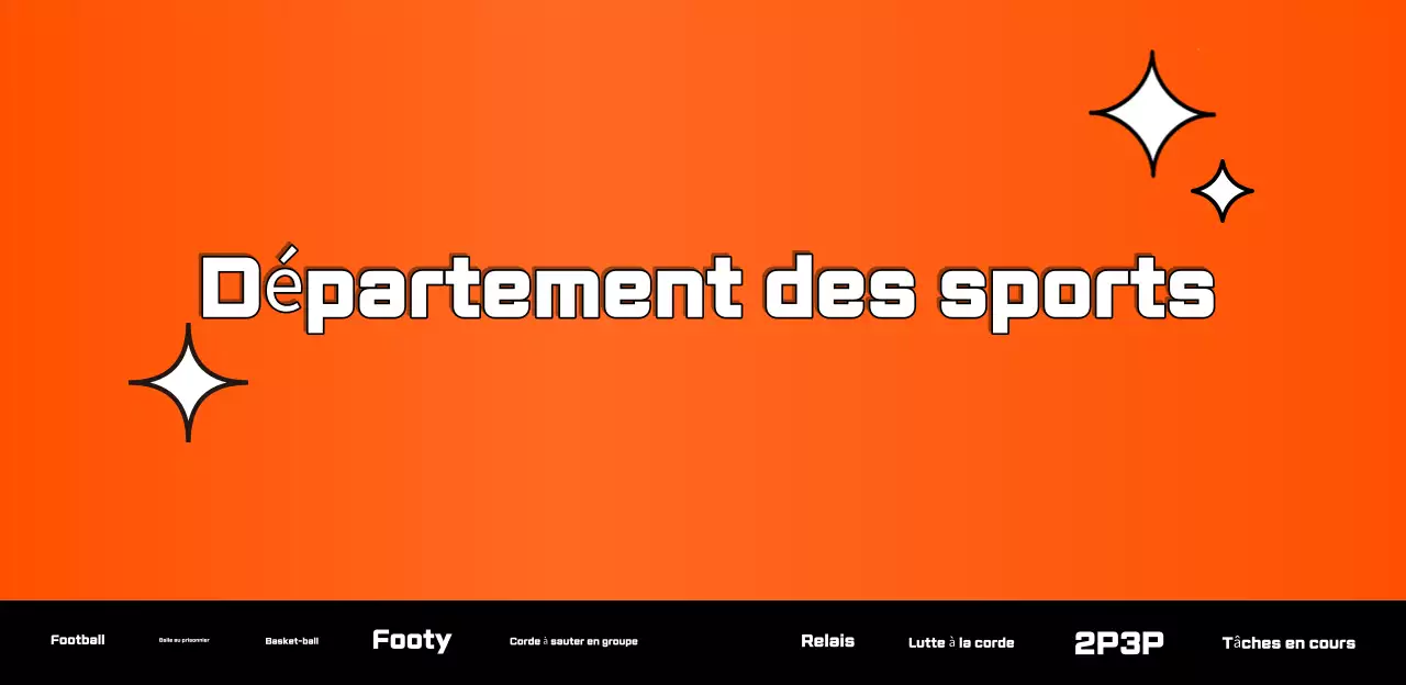 Cartes de planification pour une rencontre sportive collégiale avec un effet de dessin animé orange