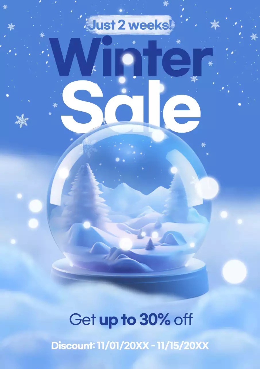 Poster khuyến mại mùa đông hiện đại màu xanh