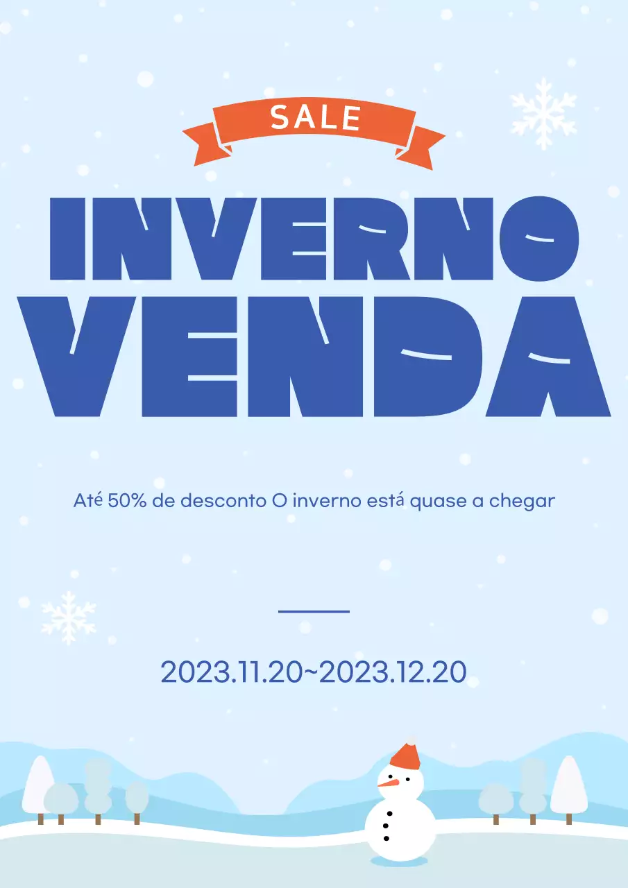 Anúncio de inverno azul claro e limpo