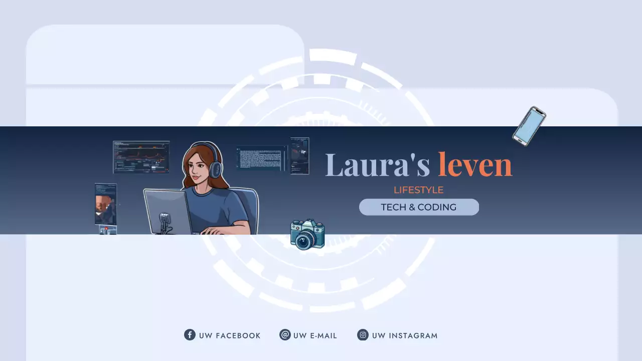 blauw modern tech vlog youtube kanaal kunst