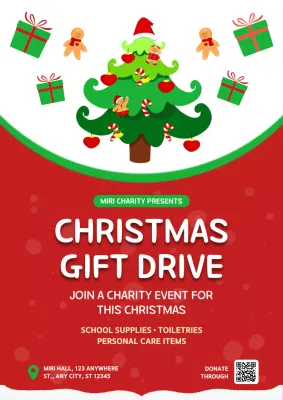 Red Festive Charity Event Announcement Poster