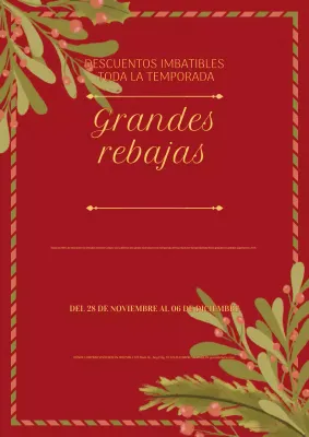 anuncio tradicional rojo de venta navideña