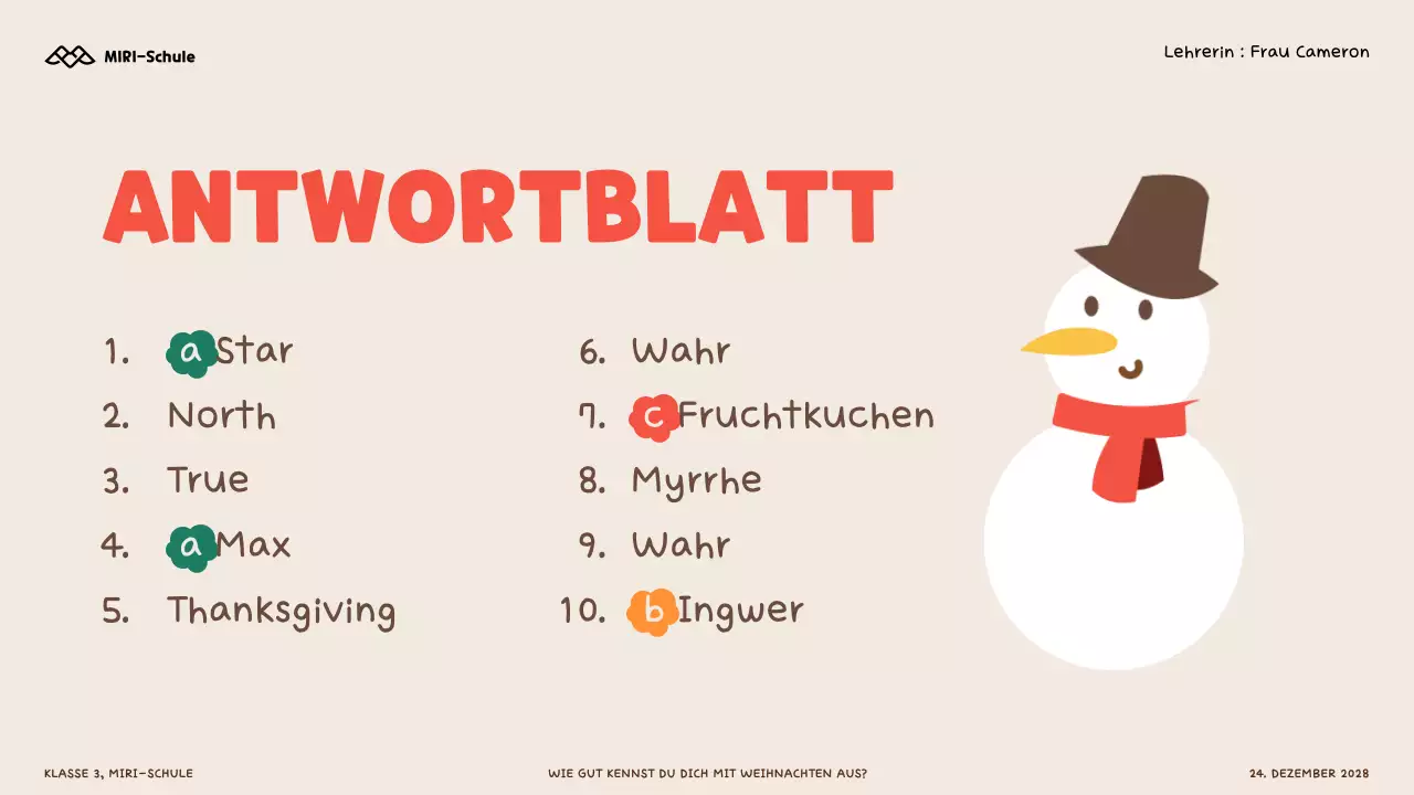 Illustratives Weihnachtsquiz für Kinder und SchülerInnen