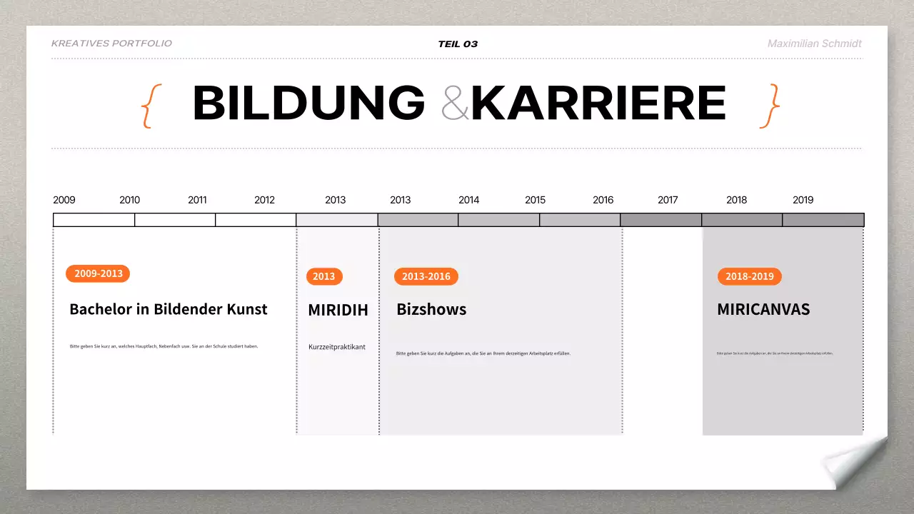 orange modernes Portfolio Lebenslauf