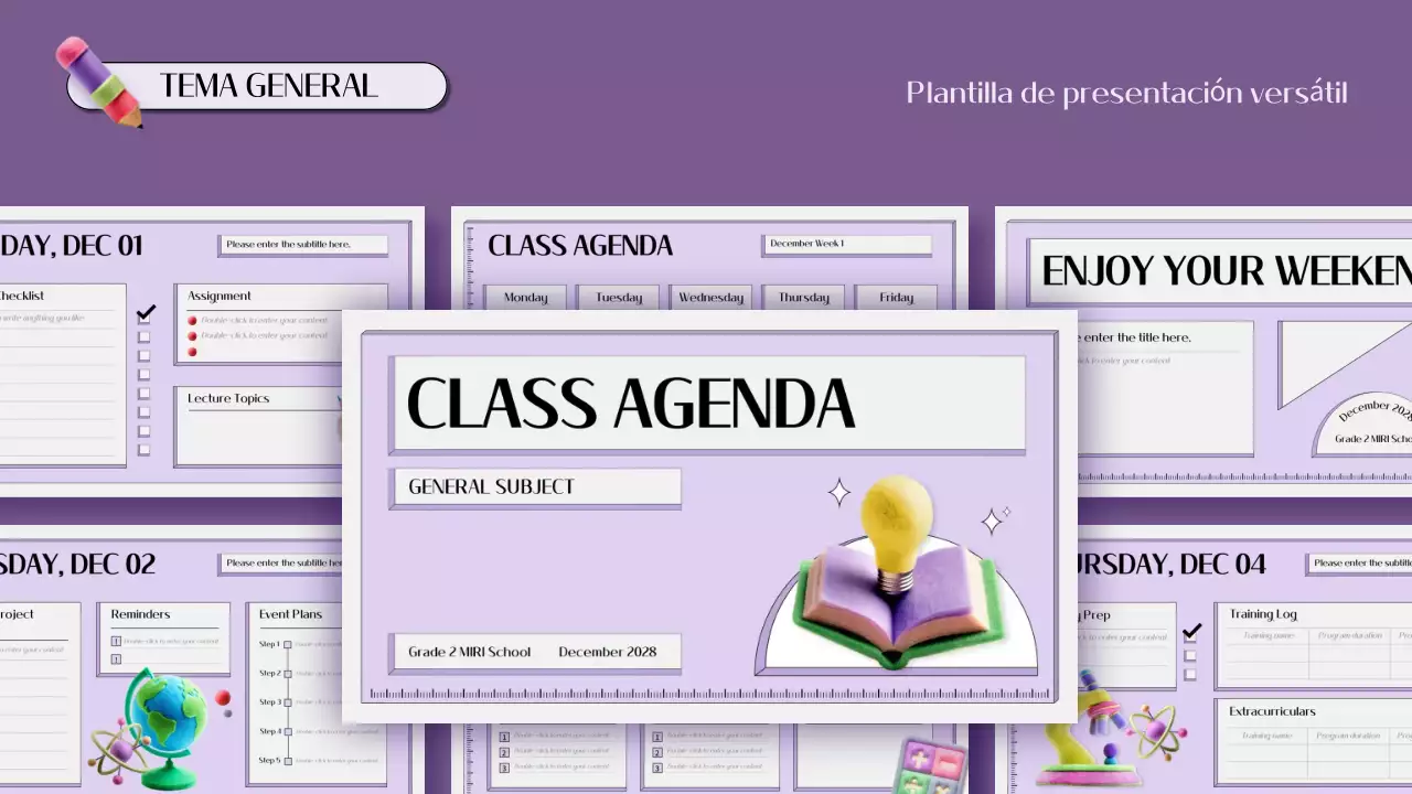 agenda sencilla de educación morada