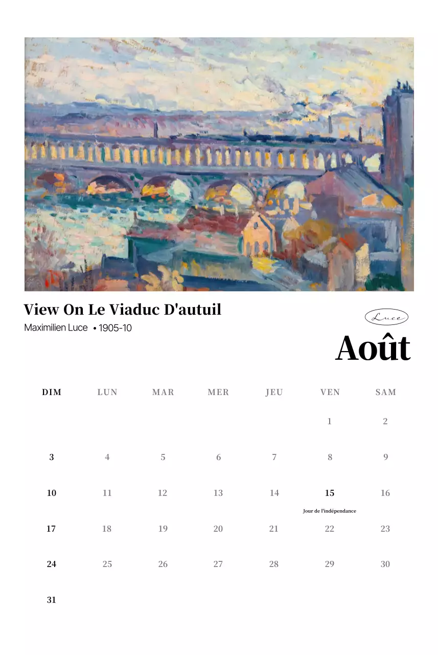 Calendrier de l'art classique
