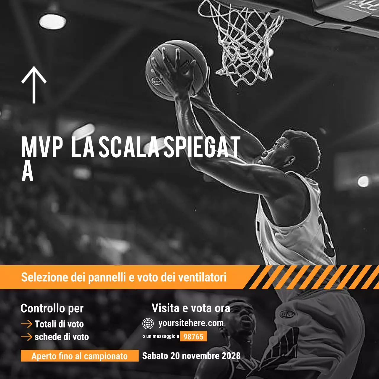 annuncio di basket moderno arancione
