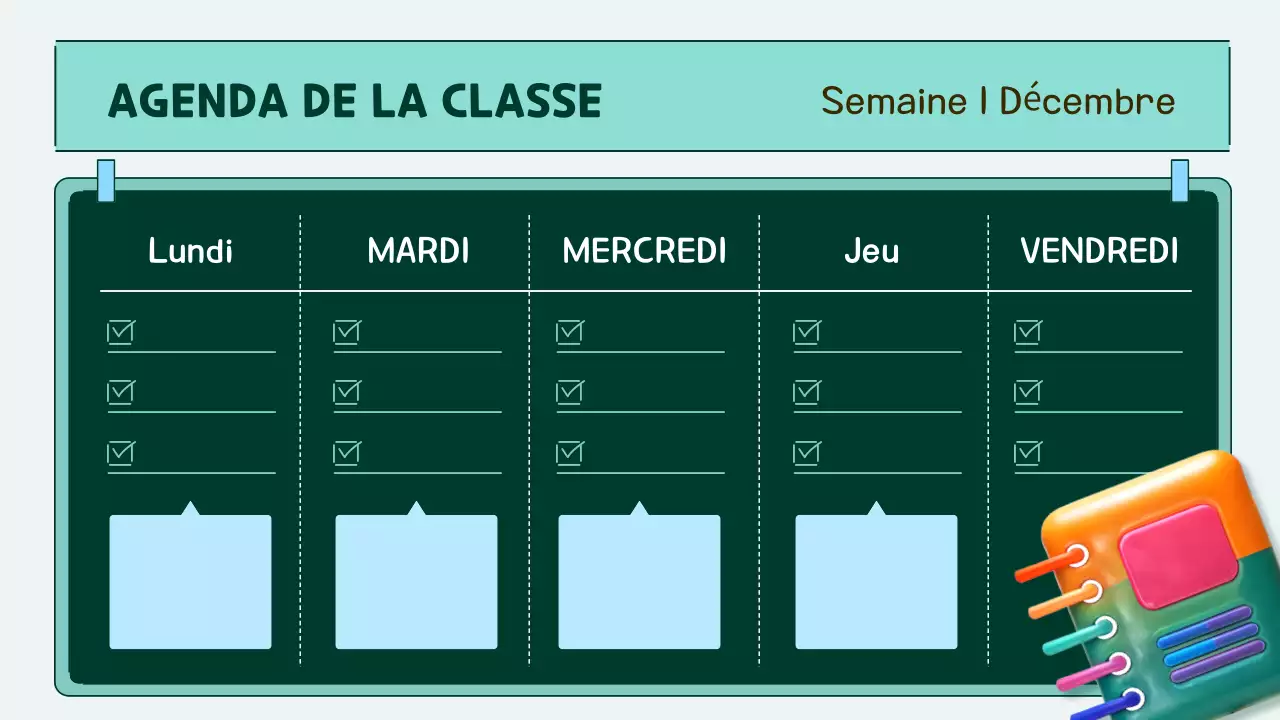 agenda de classe pop orange et sarcelle