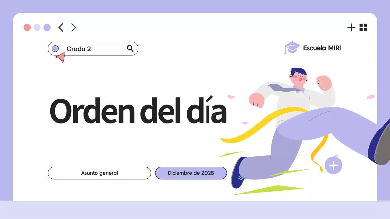 Presentación del orden del día de la clase de ilustración morada